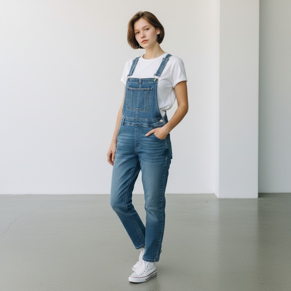 Cat and Jack Girls Size XL 16 Straight  Overalls Stretch Denim Girls‎ Overalls